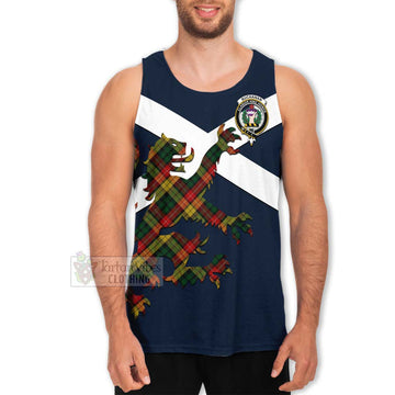 Tartan Vibes Clothing Buchanan Tartan Lion Rampant Men's Tank Top – Proudly Display Your Heritage with Alba Gu Brath and Clan Name