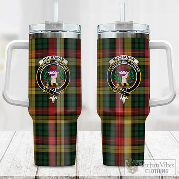 Tartan Vibes Clothing Buchanan Tartan and Family Crest Tumbler with Handle