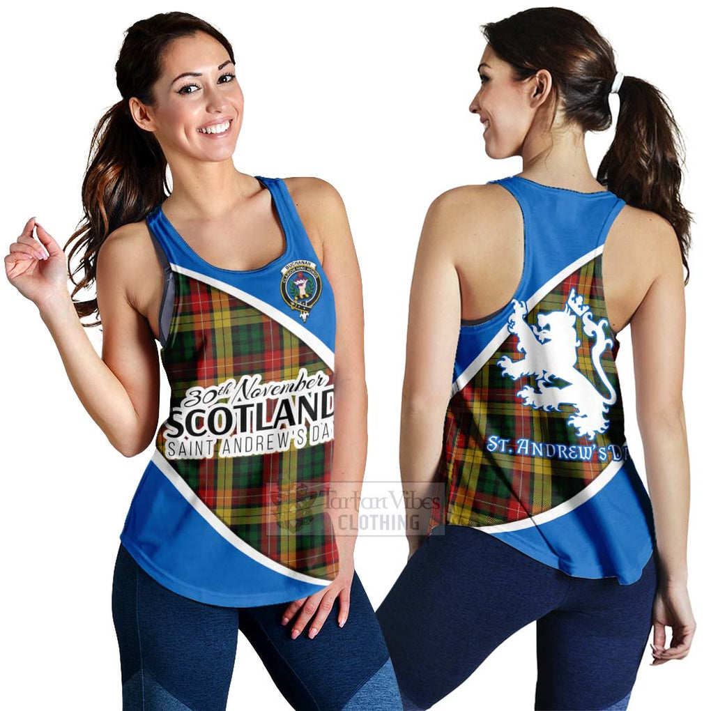 Tartan Vibes Clothing Buchanan Family Crest Tartan Women's Racerback Tanks Celebrate Saint Andrew's Day in Style