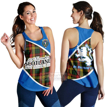 Tartan Vibes Clothing Buchanan Family Crest Tartan Women's Racerback Tanks Celebrate Saint Andrew's Day in Style
