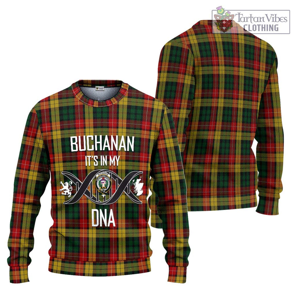 Buchanan Tartan Knitted Sweater with Family Crest DNA In Me Style Unisex - Tartanvibesclothing Shop