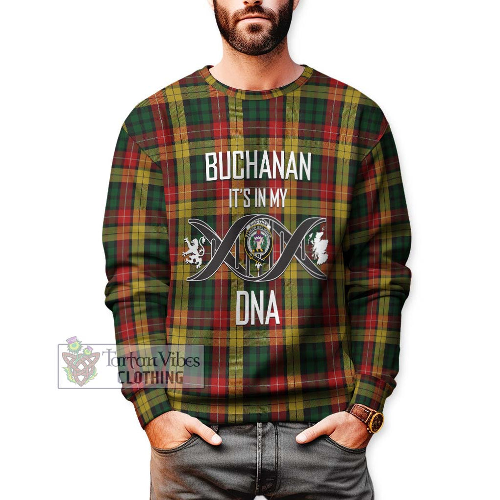 Buchanan Tartan Sweatshirt with Family Crest DNA In Me Style Unisex - Tartanvibesclothing Shop