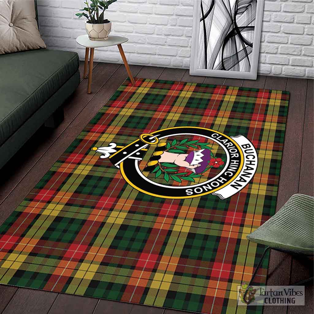 Tartan Vibes Clothing Buchanan Tartan Area Rug with Family Crest