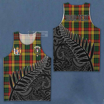 Tartan Vibes Clothing Buchanan Crest Tartan Men's Tank Top with New Zealand Silver Fern Half Style
