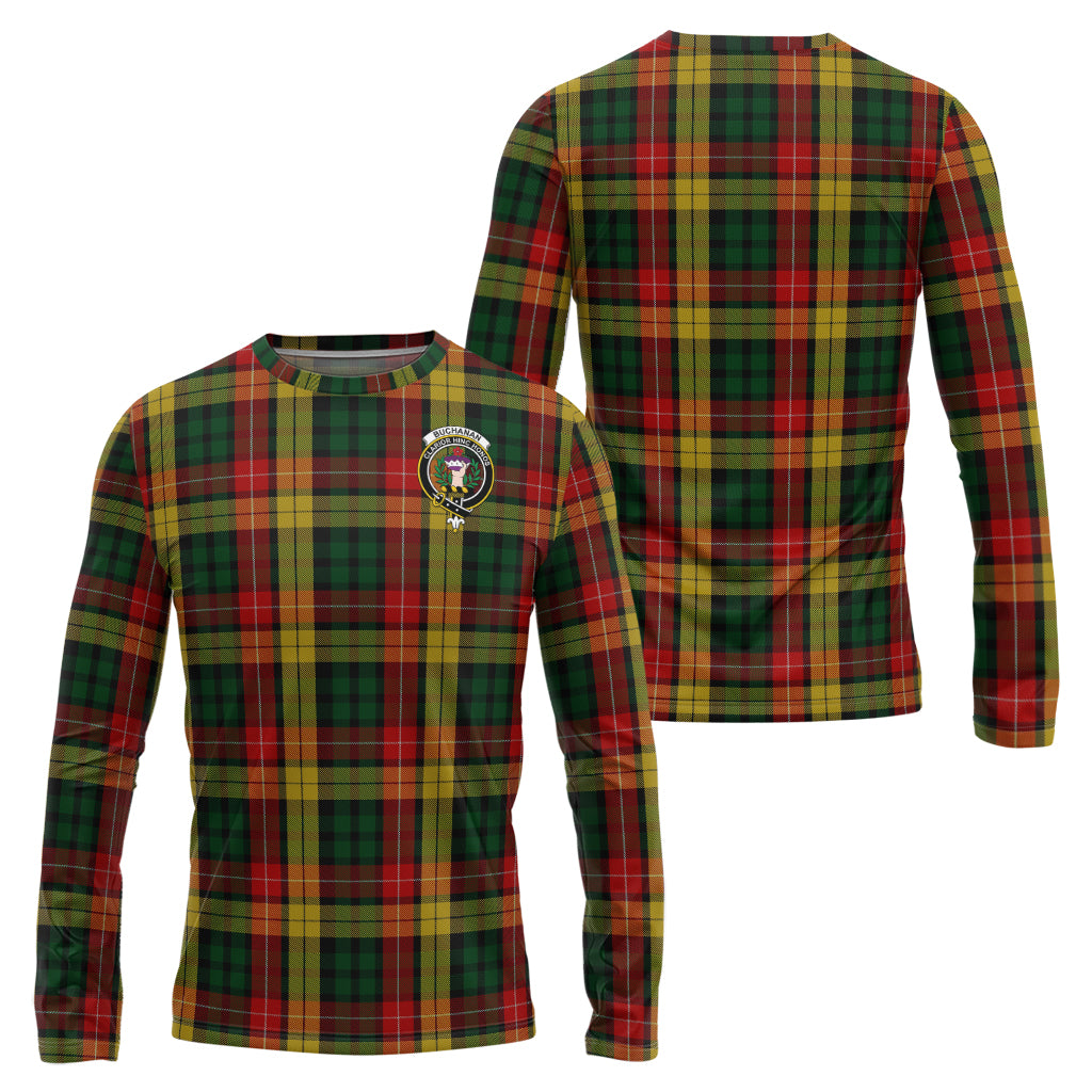 Buchanan Tartan Long Sleeve T-Shirt with Family Crest Unisex