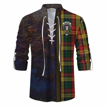 Buchanan Tartan Family Crest Ghillie Kilt Shirt Alba Gu Brath Be Brave Lion Ancient Style