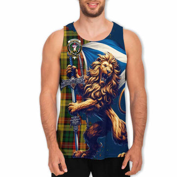 Tartan Vibes Clothing Buchanan Tartan Family Crest Men's Tank Top with Scottish Majestic Lion