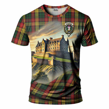 Tartan Vibes Clothing Buchanan Tartan Family Crest T-Shirt with Scottish Ancient Castle Stype