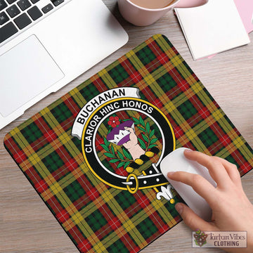 Buchanan Tartan Mouse Pad with Family Crest