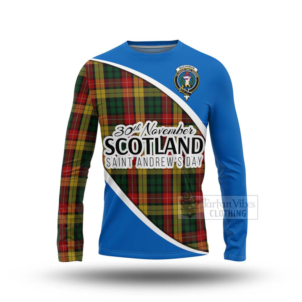Tartan Vibes Clothing Buchanan Family Crest Tartan Long Sleeve T-Shirt Celebrate Saint Andrew's Day in Style