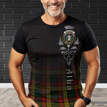 Buchanan Tartan T-Shirt Featuring Alba Gu Brath Family Crest Celtic Inspired