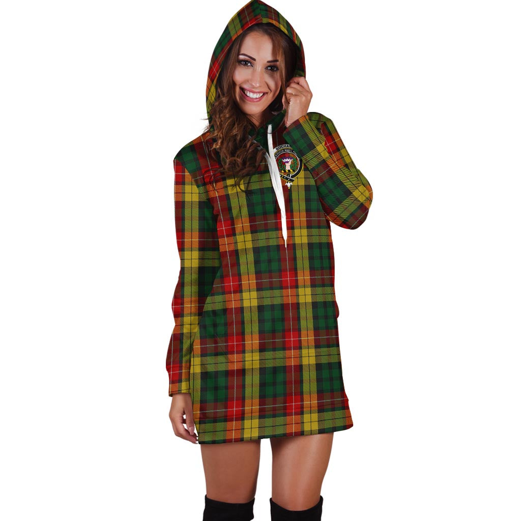 Buchanan Tartan Hoodie Dress with Family Crest - Tartan Vibes Clothing