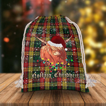 Tartan Vibes Clothing Buchanan Tartan Christmas Santa's Bag with Highland Cow