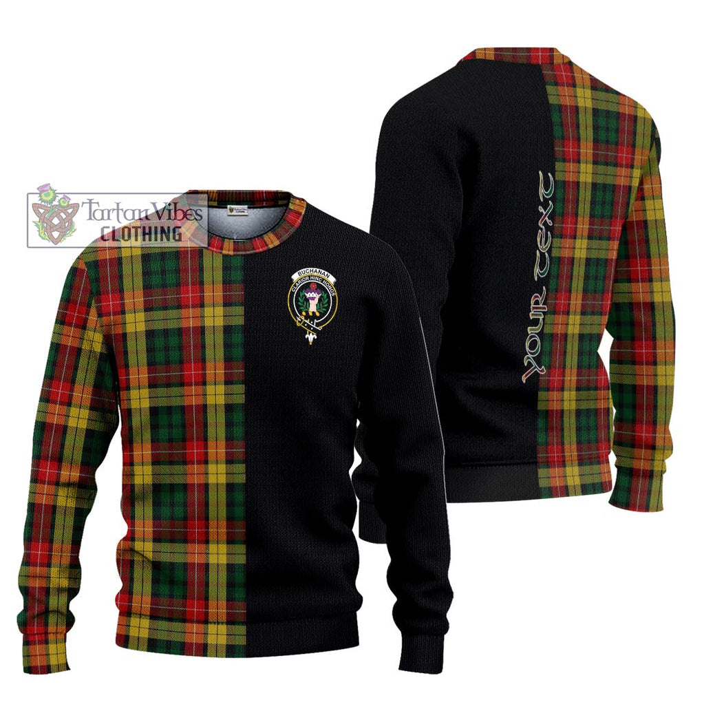 Buchanan Tartan Knitted Sweater with Family Crest and Half Of Me Style Unisex - Tartanvibesclothing Shop