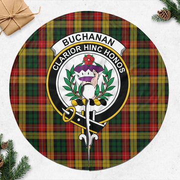 Buchanan Tartan Christmas Tree Skirt with Family Crest