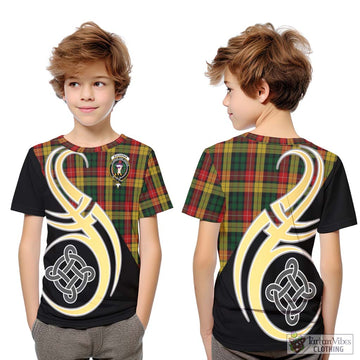 Buchanan Tartan Kid T-Shirt with Family Crest and Celtic Symbol Style Youth XL Size14 - Tartan Vibes Clothing