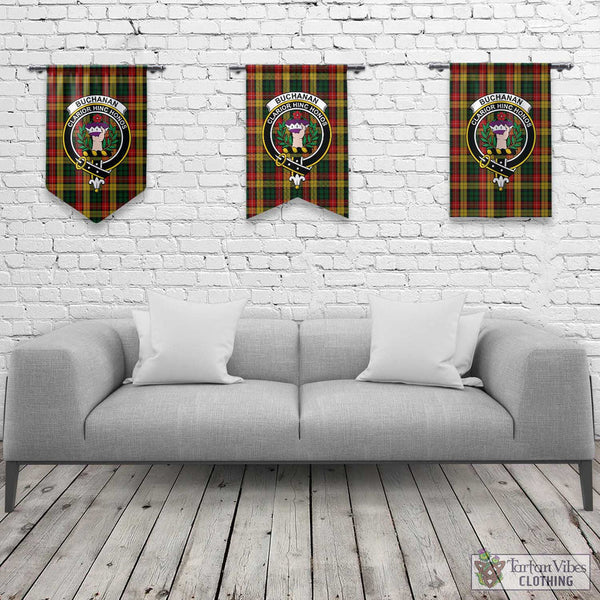 Tartan Vibes Clothing Buchanan Tartan Gonfalon, Tartan Banner with Family Crest
