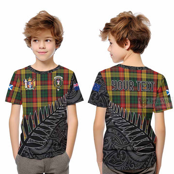 Buchanan Crest Tartan Kid T-Shirt with New Zealand Silver Fern Half Style