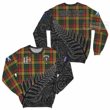 Tartan Vibes Clothing Buchanan Crest Tartan Sweatshirt with New Zealand Silver Fern Half Style