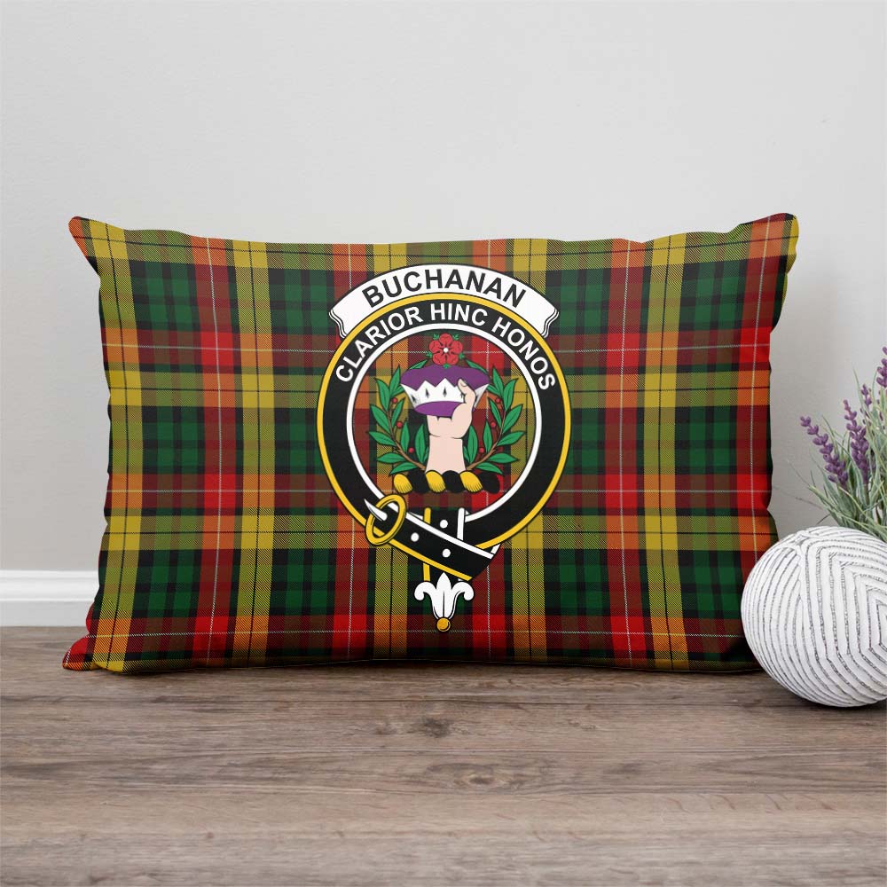 Buchanan Tartan Pillow Cover with Family Crest Rectangle Pillow Cover - Tartanvibesclothing