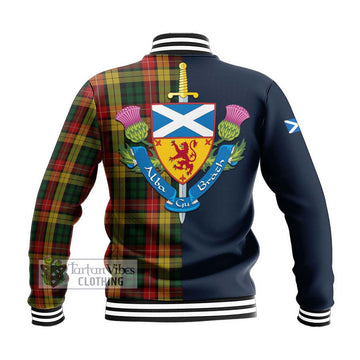 Buchanan Tartan Baseball Jacket Alba with Scottish Lion Royal Arm Half Style