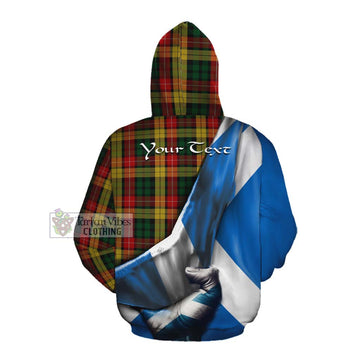 Tartan Vibes Clothing Buchanan Tartan Cotton Hoodie with Family Crest Scotland Patriotic Style