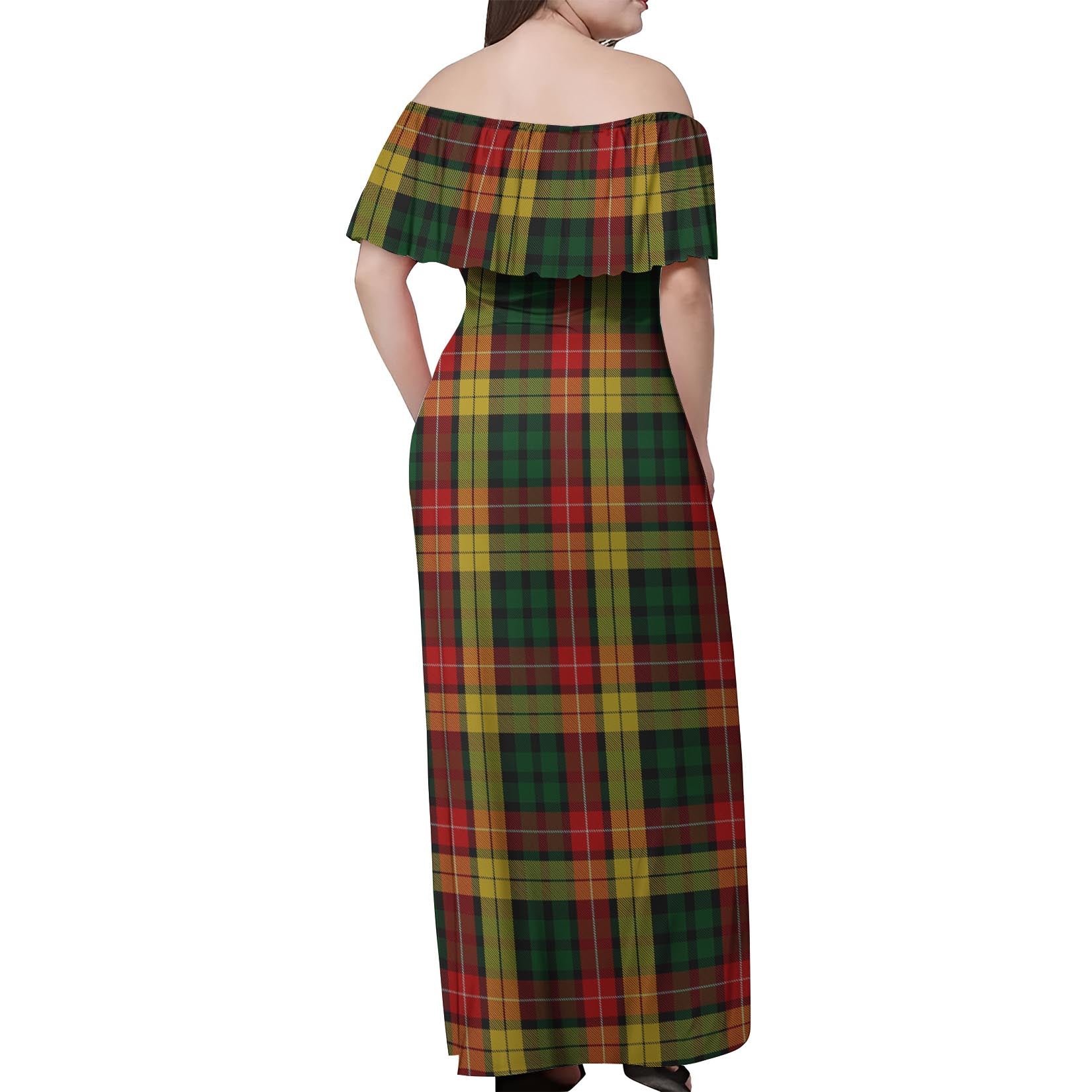 Buchanan Tartan Off Shoulder Long Dress - Tartanvibesclothing