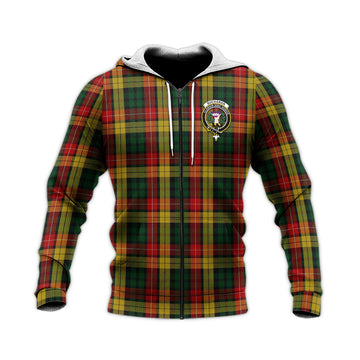 Buchanan Tartan Knitted Hoodie with Family Crest