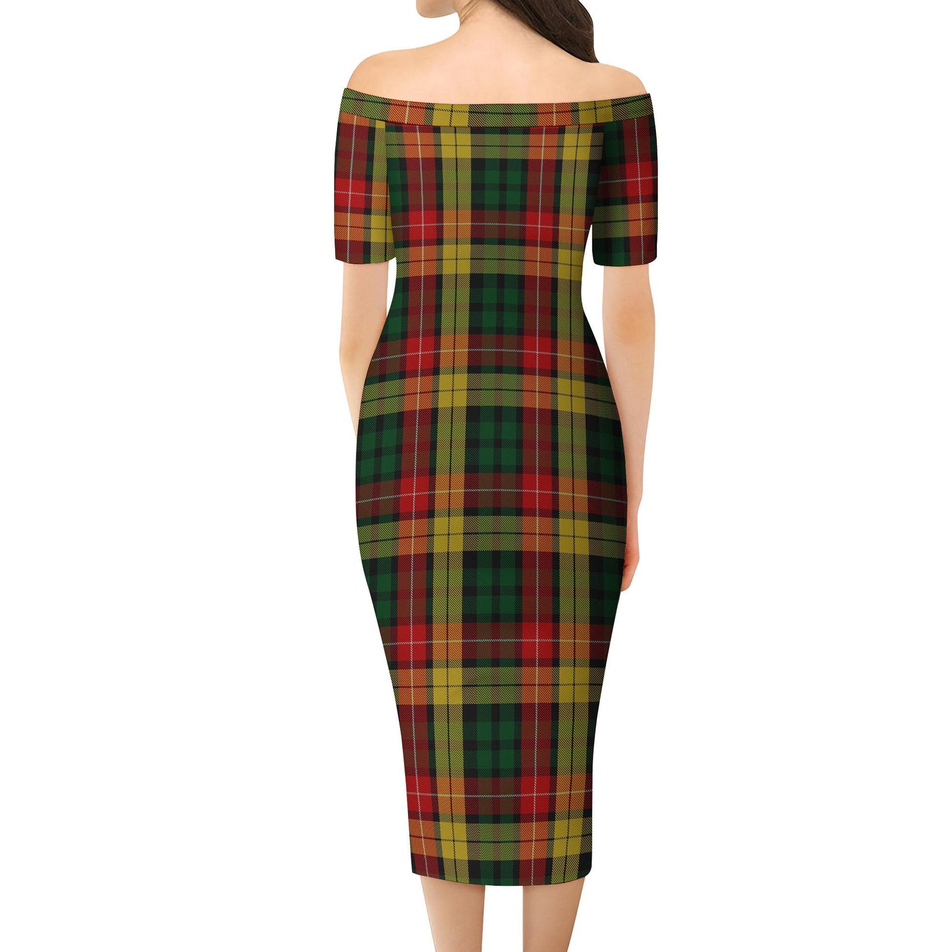 Buchanan Tartan Off Shoulder Lady Dress - Tartanvibesclothing