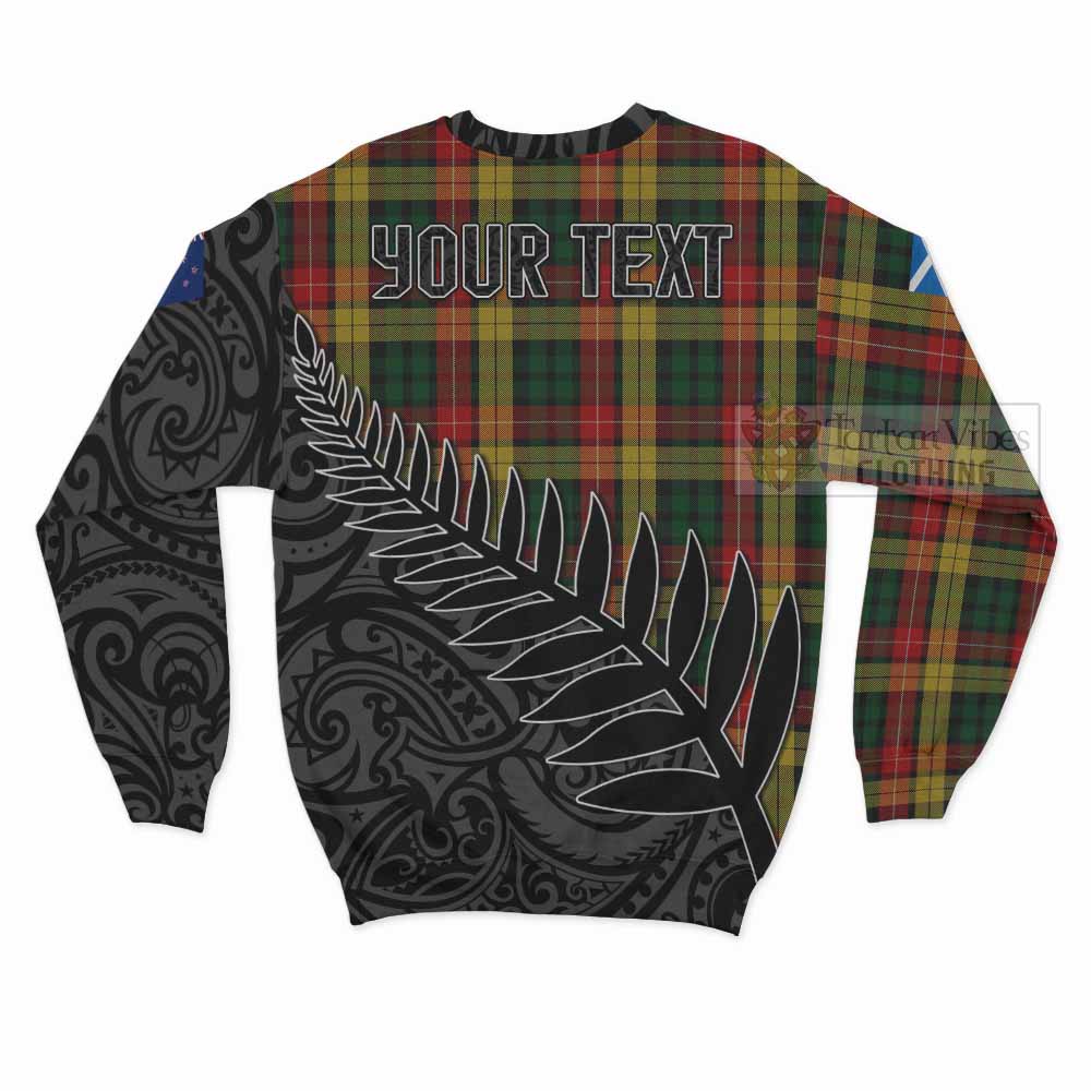Tartan Vibes Clothing Buchanan Crest Tartan Sweatshirt with New Zealand Silver Fern Half Style