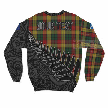 Tartan Vibes Clothing Buchanan Crest Tartan Sweatshirt with New Zealand Silver Fern Half Style