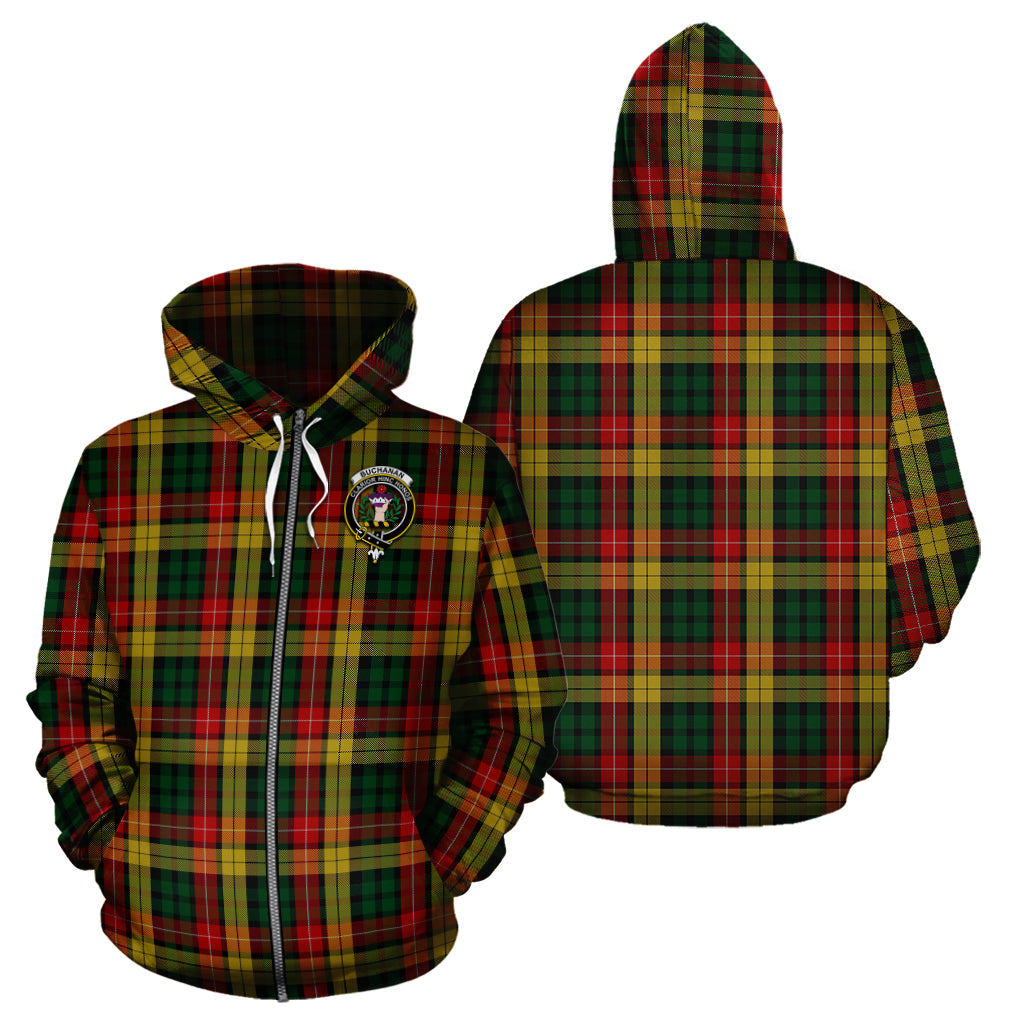 Buchanan Tartan Hoodie with Family Crest - Tartanvibesclothing