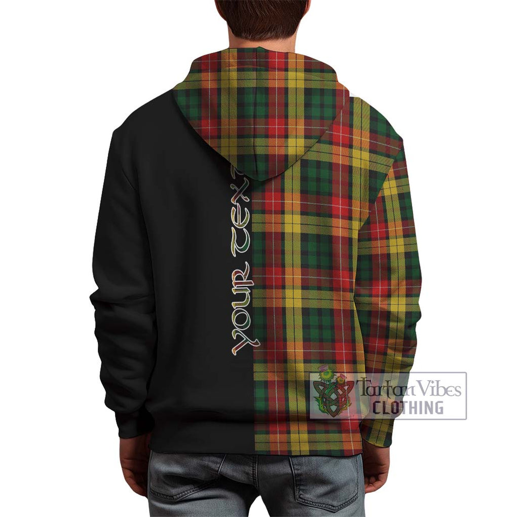 Buchanan Tartan Hoodie with Family Crest and Half Of Me Style - Tartanvibesclothing Shop