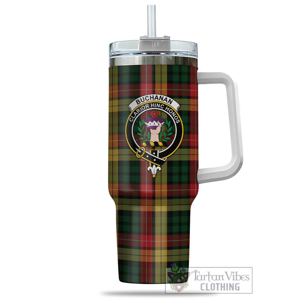 Tartan Vibes Clothing Buchanan Tartan and Family Crest Tumbler with Handle