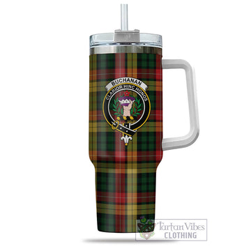 Tartan Vibes Clothing Buchanan Tartan and Family Crest Tumbler with Handle