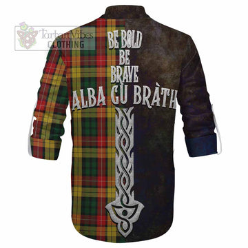 Buchanan Tartan Family Crest Ghillie Kilt Shirt Alba Gu Brath Be Brave Lion Ancient Style