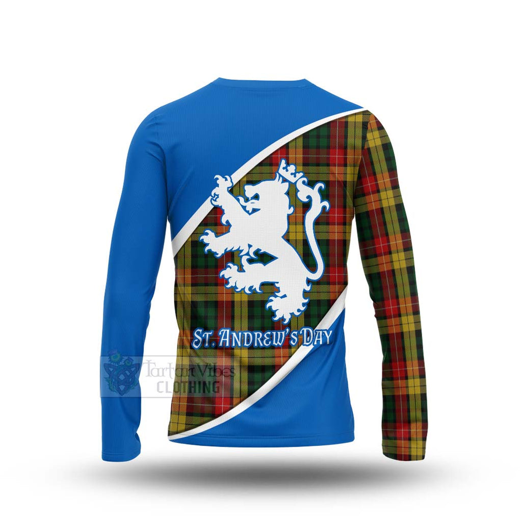 Tartan Vibes Clothing Buchanan Family Crest Tartan Long Sleeve T-Shirt Celebrate Saint Andrew's Day in Style