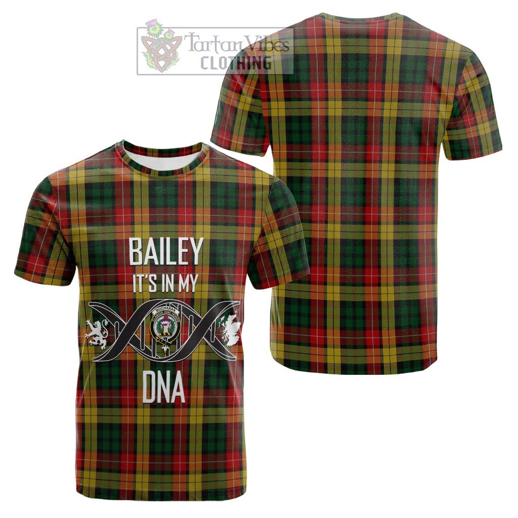 Tartan Vibes Clothing Buchanan Tartan Cotton T-shirt with Family Crest DNA In Me Style