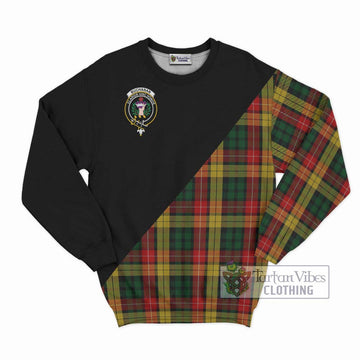 Buchanan Tartan Sweatshirt with Family Crest and Military Logo Style - Tartanvibesclothing Shop