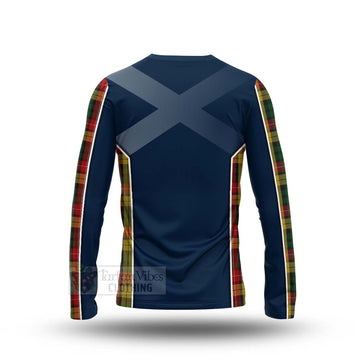 Tartan Vibes Clothing Buchanan Tartan Long Sleeve T-Shirt with Family Crest and Scottish Thistle Vibes Sport Style