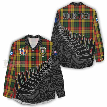 Tartan Vibes Clothing Buchanan Crest Tartan Women's Casual Shirt with New Zealand Silver Fern Half Style