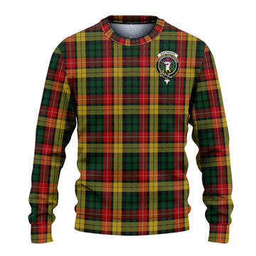 Buchanan Tartan Knitted Sweater with Family Crest - Tartanvibesclothing