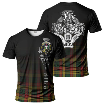 Buchanan Tartan T-Shirt Featuring Alba Gu Brath Family Crest Celtic Inspired