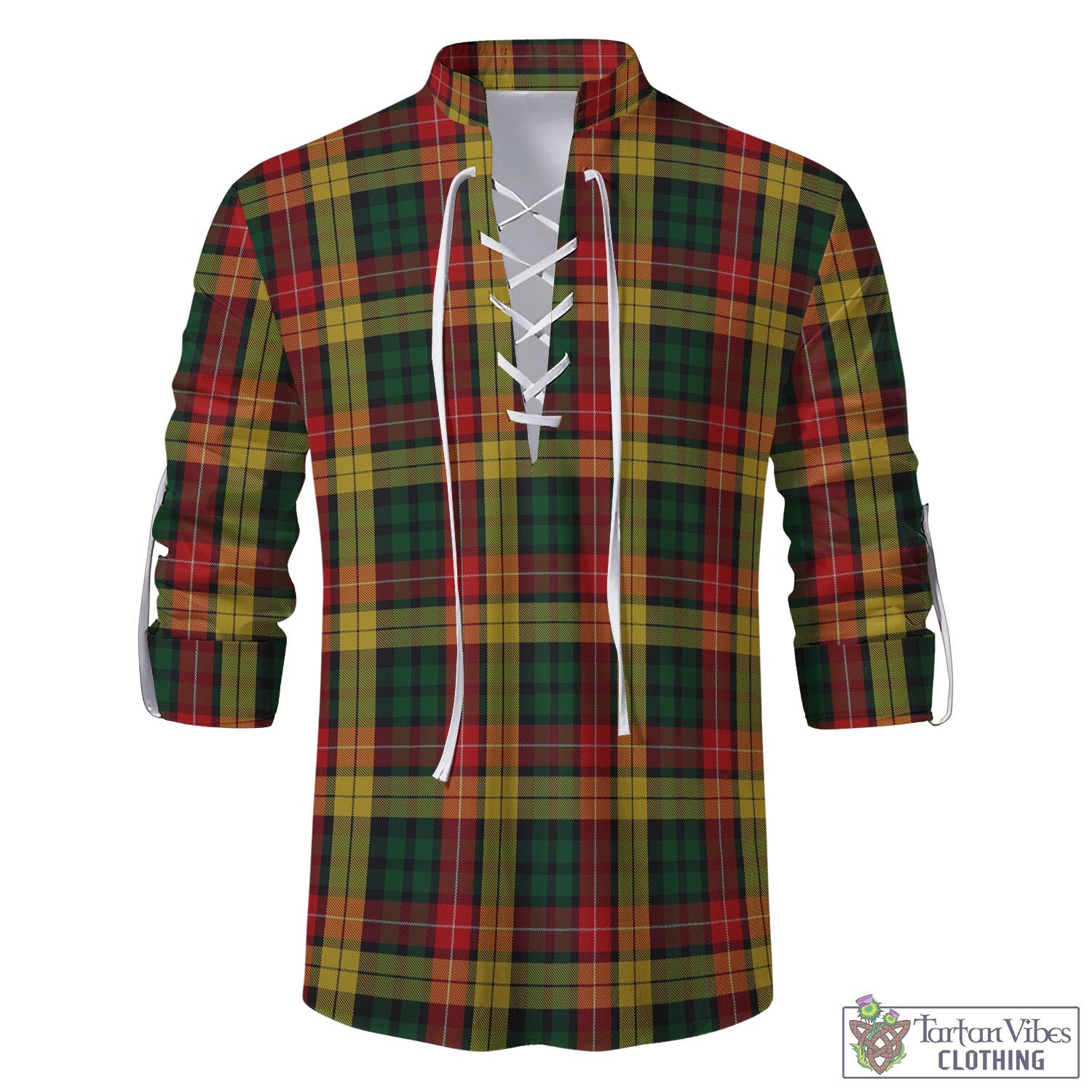 Tartan Vibes Clothing Buchanan Tartan Men's Scottish Traditional Jacobite Ghillie Kilt Shirt