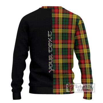 Buchanan Tartan Knitted Sweater with Family Crest and Half Of Me Style - Tartanvibesclothing Shop