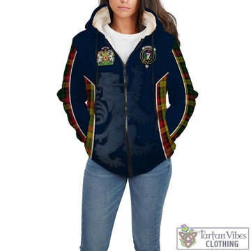 Buchanan Tartan Sherpa Hoodie with Family Crest and Lion Rampant Vibes Sport Style