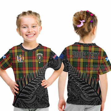 Buchanan Crest Tartan Kid T-Shirt with New Zealand Silver Fern Half Style