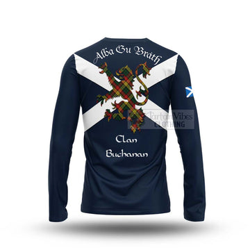 Tartan Vibes Clothing Buchanan Tartan Lion Rampant Long Sleeve T-Shirt – Proudly Display Your Heritage with Alba Gu Brath and Clan Name