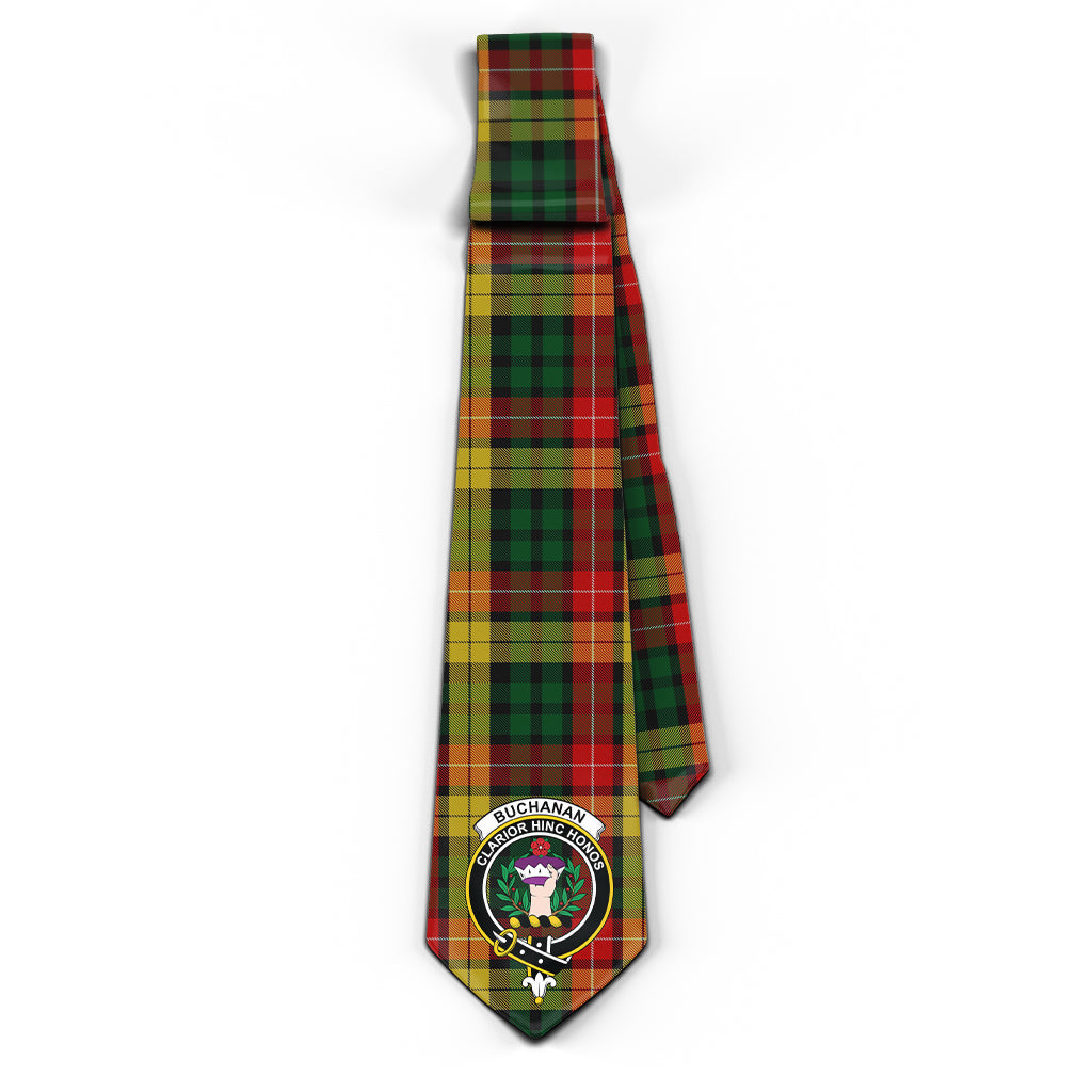 Buchanan Tartan Classic Necktie with Family Crest - Tartan Vibes Clothing