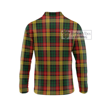 Buchanan Tartan Long Sleeve Polo Shirt with Family Crest DNA In Me Style - Tartanvibesclothing Shop